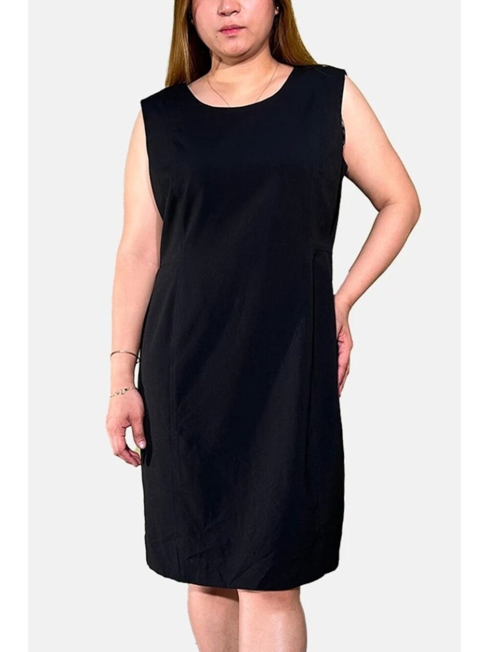 Calvin Klein Sheath Dress Size 18W Black Sleeveless Round Neck Back Zipper
